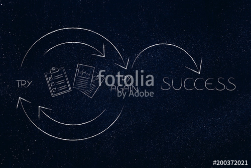500x334 Business Documents Icon Into Try And Try Again Until Success Graph