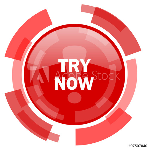 500x500 Try Now Red Glossy Web Icon