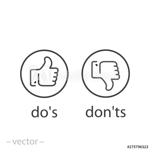 Do's And Don'ts Icon, Like, Unlike, Yes, No, Line Symbols On White 500x500 Do's And Don'ts Icon, Like, Unlike, Yes, No, Line Symbols On White