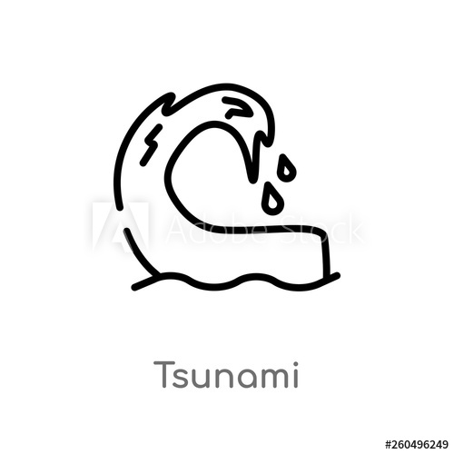 500x500 Outline Tsunami Vector Icon Isolated Black Simple Line Element