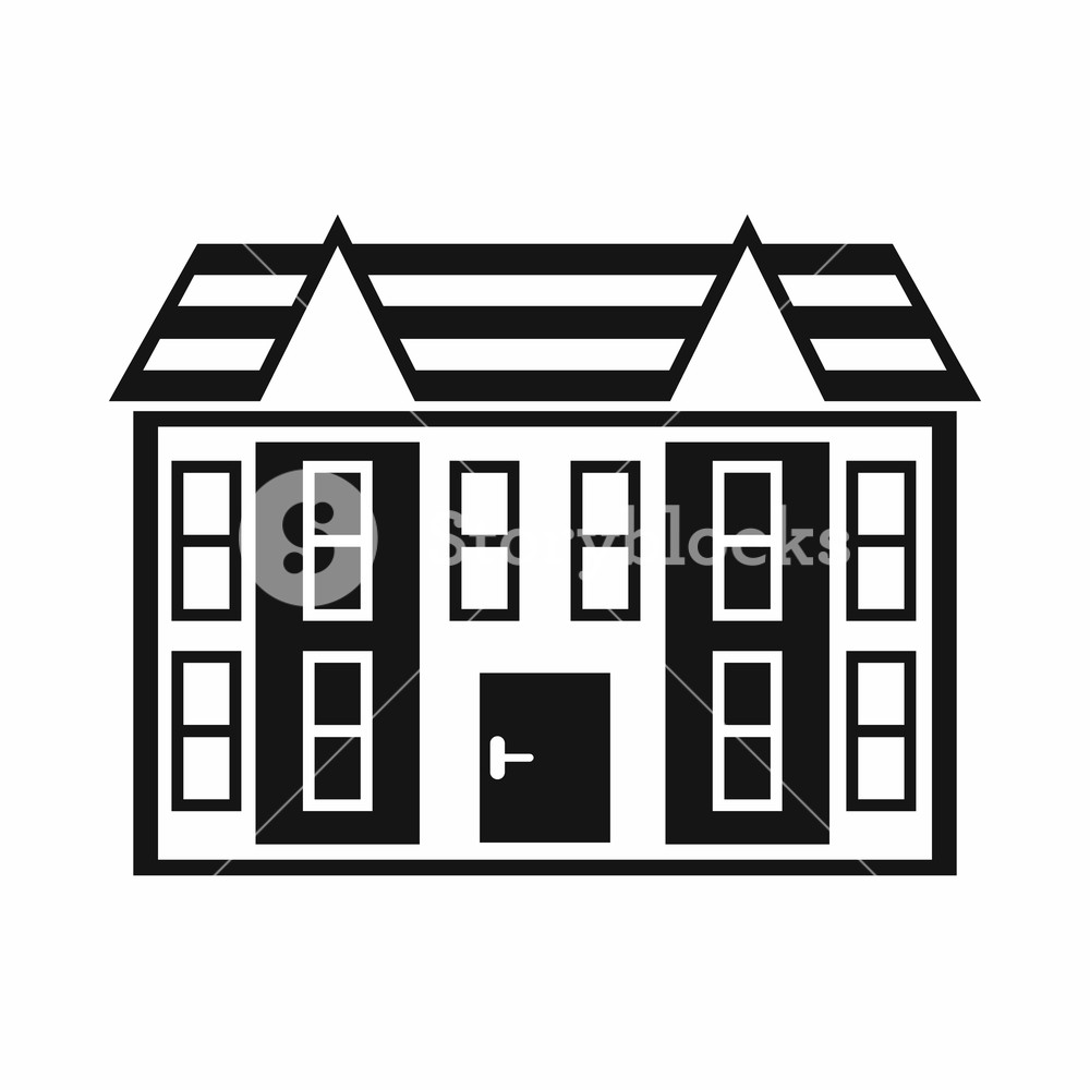 1000x1000 Large Two Storey House Icon In Simple Style Isolated On White