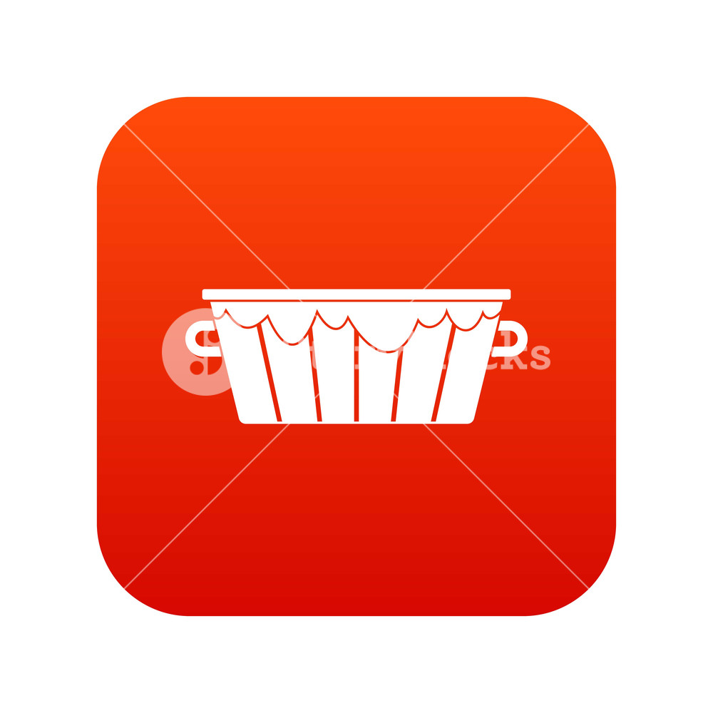 1000x1000 Wooden Tub Icon Digital Red For Any Design Isolated On White