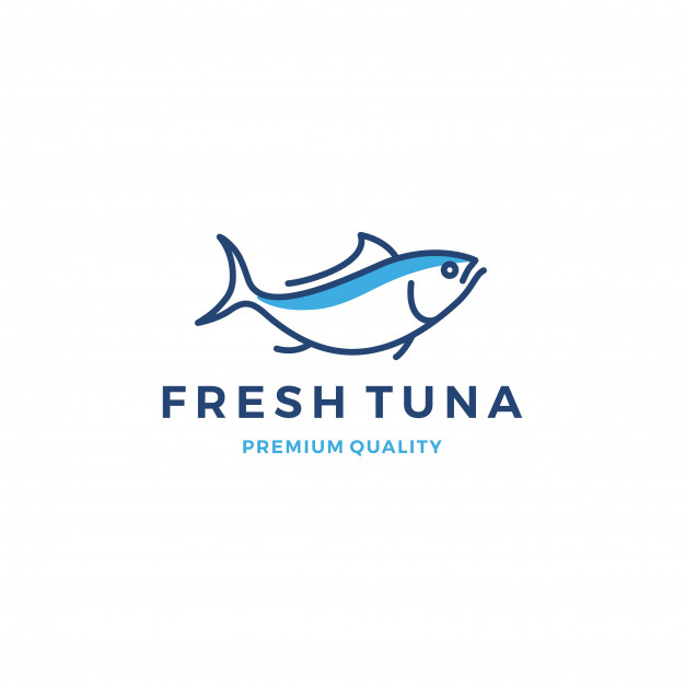 626x626 Tuna Fish Logo Emblem Label Seafood Vector Icon Vector Premium