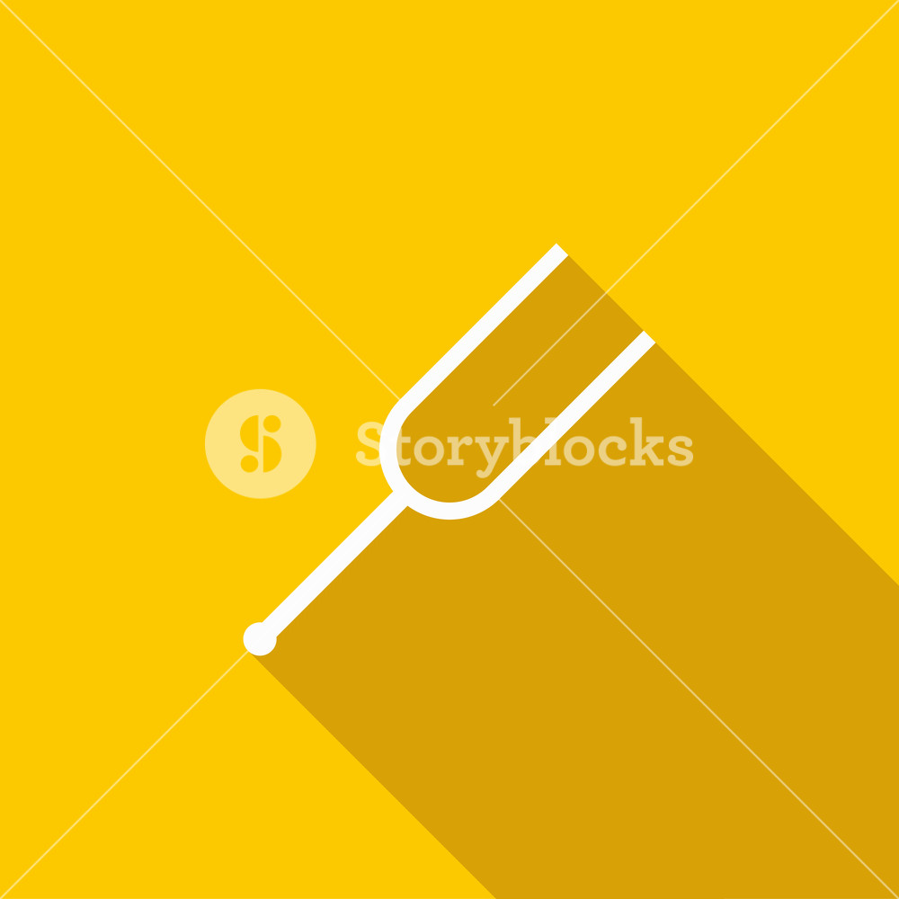 1000x1000 Tuning Fork Icon In Flat Style On A Yellow Background Royalty Free