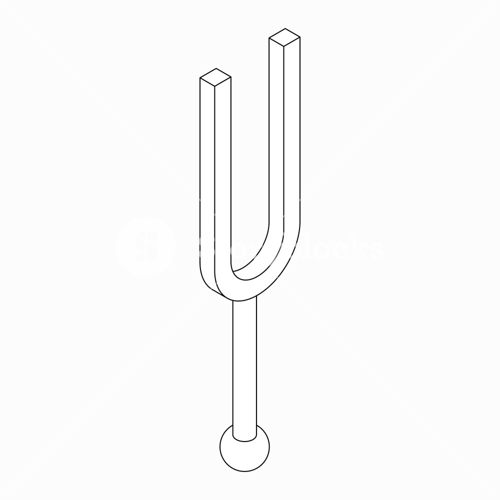 1000x1000 Camertone Tuning Fork Icon In Isometric Style Isolated On White