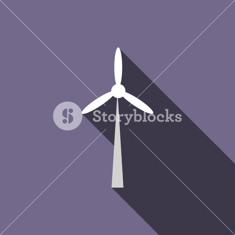 1000x1000 Wind Turbine Icon In Flat Style With Long Shadow Royalty Free