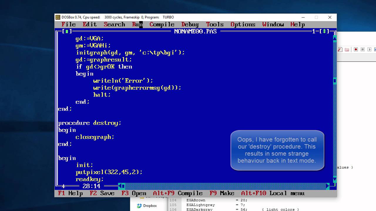 1280x720 Turbo Pascal Graphics Programming Tutorial Part Colour Mode