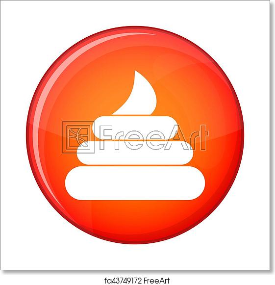561x581 Free Art Print Of Turd Icon, Flat Style Turd Icon In Red Circle