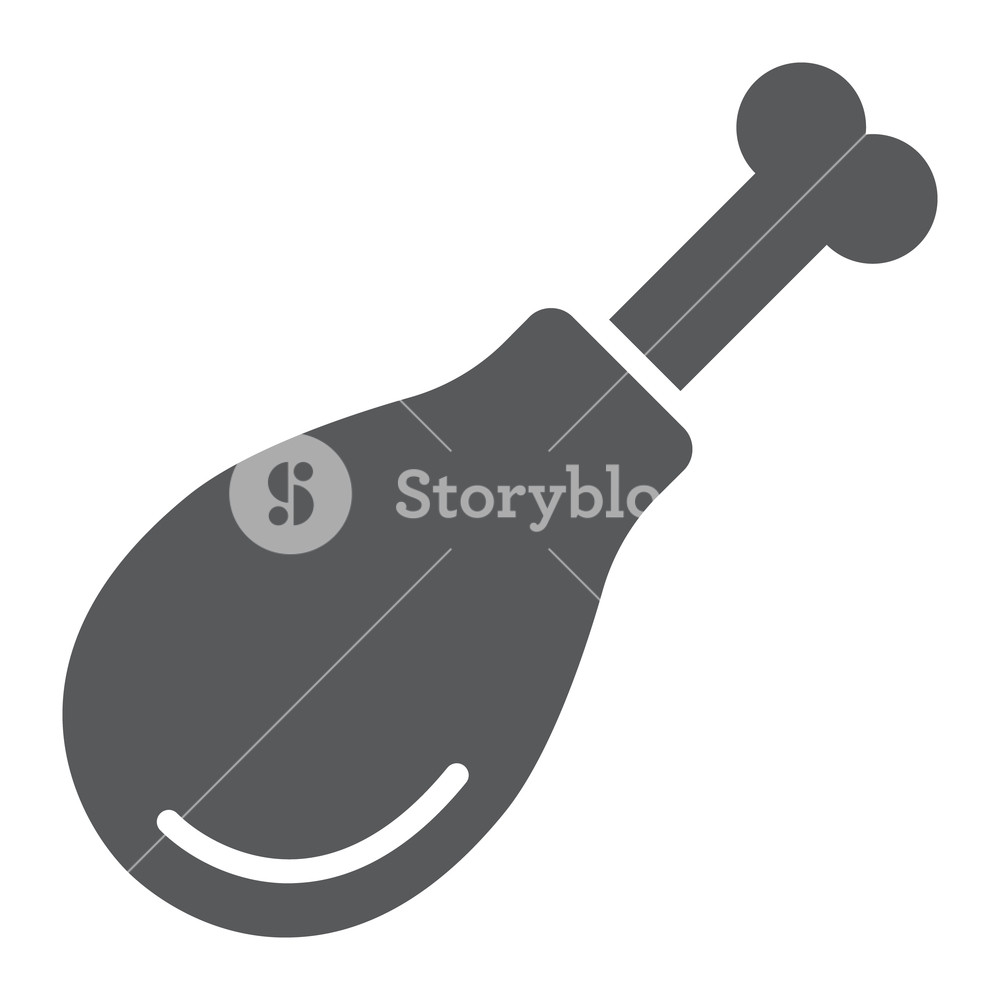 1000x1000 Chicken Leg Glyph Icon, Food And Poultry, Turkey Leg Sign, Vector