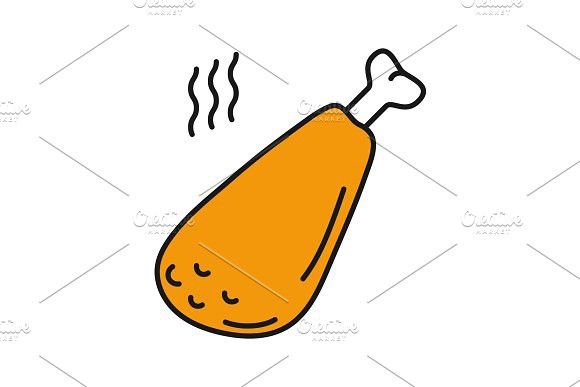 580x387 Hot Fried Chicken Leg Color Icon Nutrition Design Chicken Legs