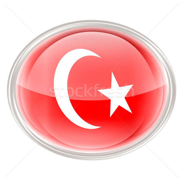 600x597 Turkey Flag Icon, Isolated On White Background Stock Photo