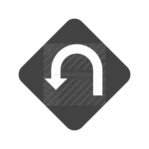 600x600 U Turn Sign Glyph Icon