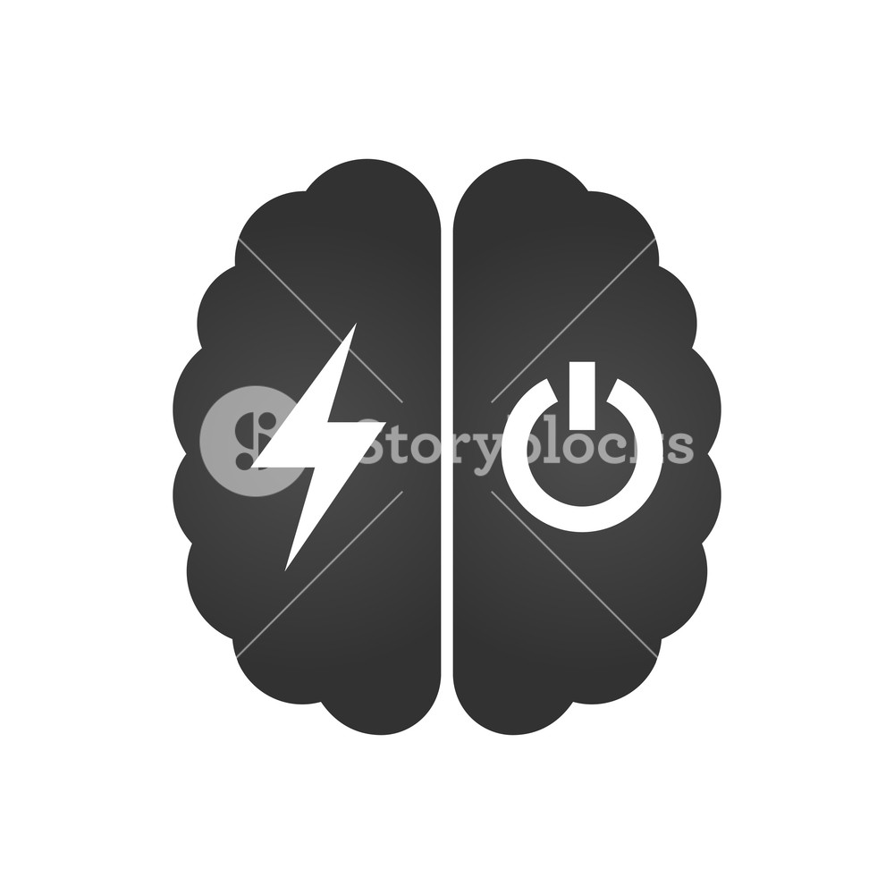 1000x1000 Brain With Lightning Or Charging And Turn Off Icon Simple Vector