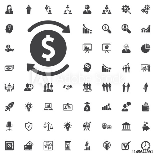 500x500 Money Turnover Icon Vector, Solid Logo Illustration, Pictogram