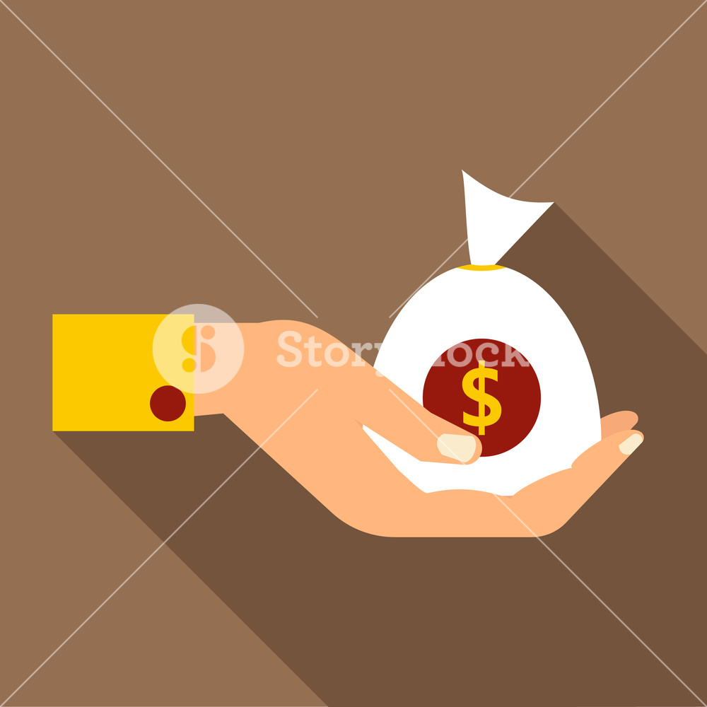 1000x1000 Hand Holding Money Icon In Flat Style With Long Shadow Money