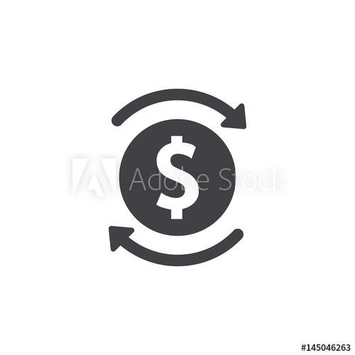 500x500 Money Turnover Icon Vector, Solid Logo Illustration