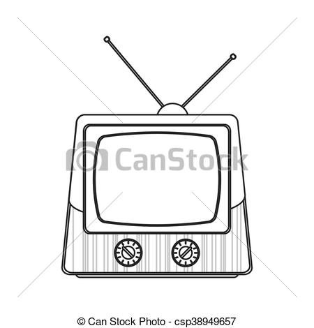 450x470 Flat Design Retro Classic Tv With Antenna Icon Vector Clipart