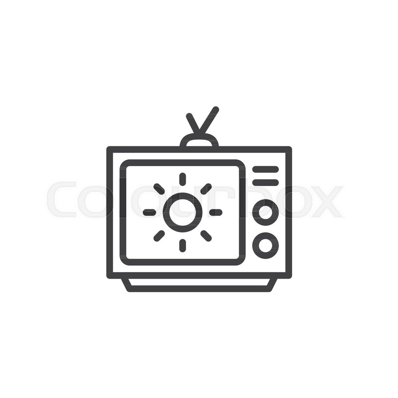800x800 Tv With Sun On Screen Outline Icon Stock Vector Colourbox