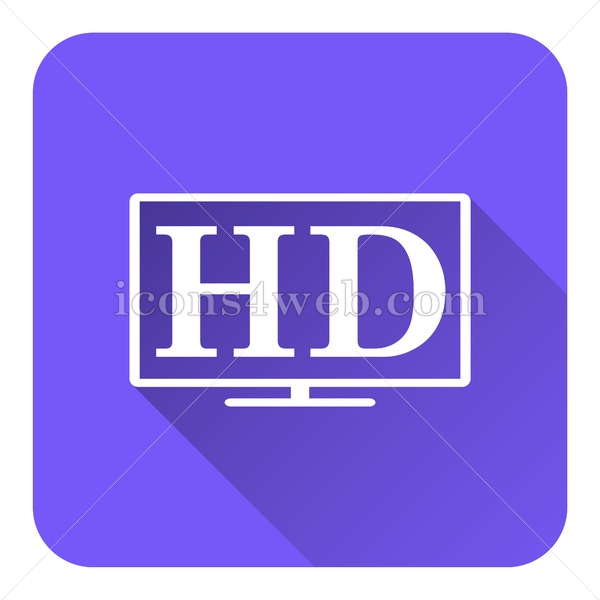 600x600 Hd Tv Flat Icon With Long Shadow Vector