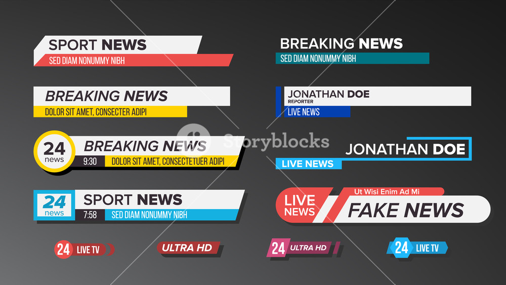 1000x563 Tv News Bars Set Vector Sign Of Lower Third Label Strip, Icon