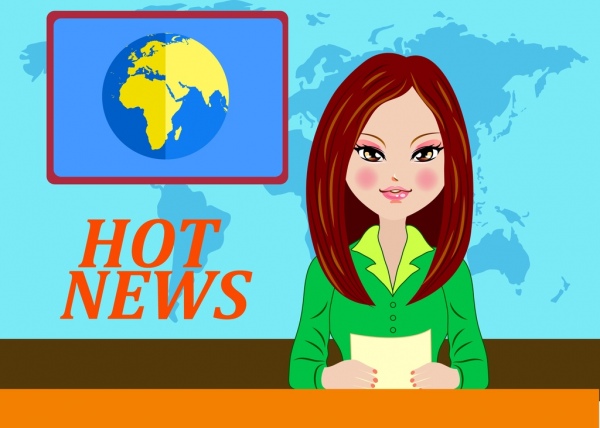 600x428 Television News Background Reporter Icon Colored Cartoon Free