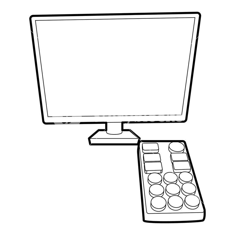 1000x1000 Tv With Remote Icon Outline Illustration Of Tv With Remote Vector