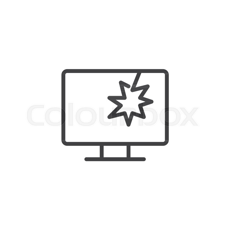 800x800 Broken Tv Screen Outline Icon Linear Stock Vector Colourbox
