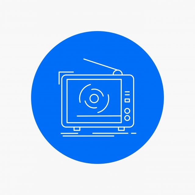 640x640 Tv Ad Advertising Television Set White Line Icon In Circle B, Ad