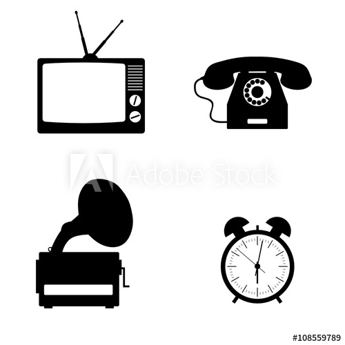 500x500 Tv And Gramophone Set Icon Illustration