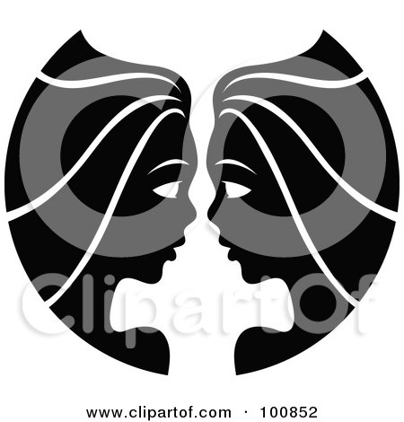 450x470 Black And White Twin Gemini Zodiac Icon Posters, Art Prints