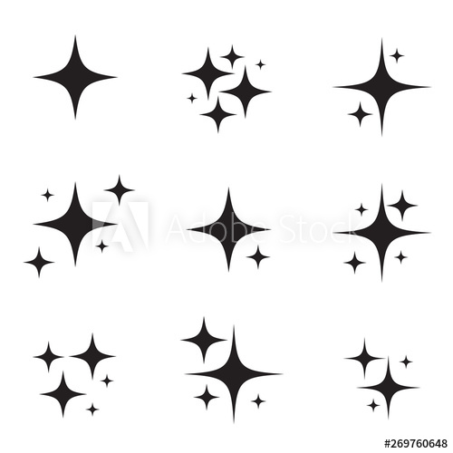 500x500 Set Of Original Vector Stars Sparkle Firework, Decoration Twinkle