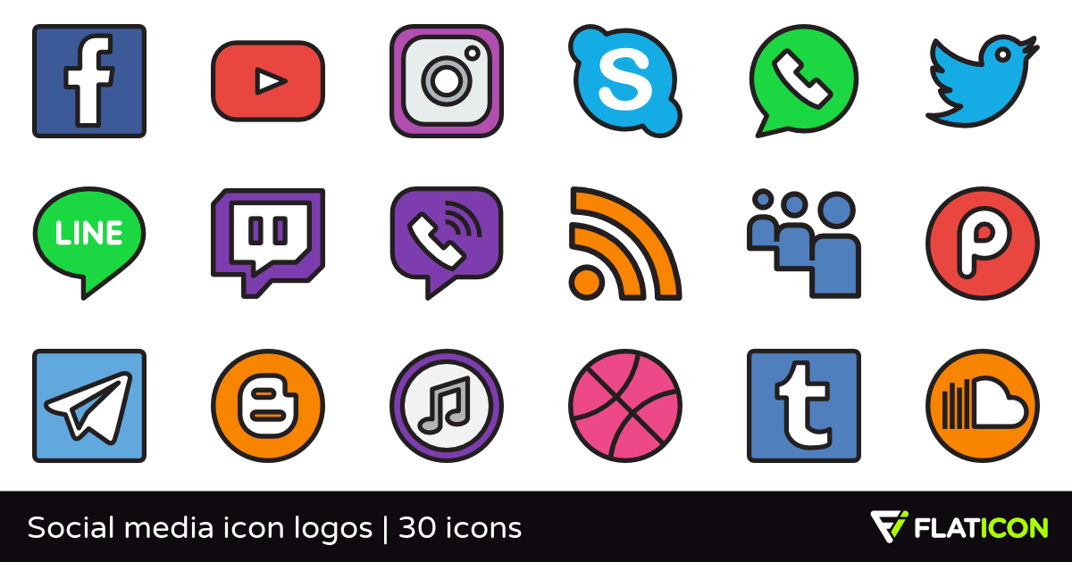 Social Media Icon Logos Free Icons 1200x630 Social Media Icon Logos Free Icons