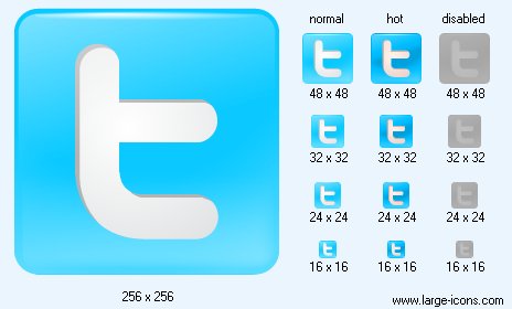 464x280 Twitter Button Icon Image Free Large Twitter Icons