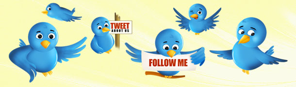 610x180 Free Twitter Bird Icon Set
