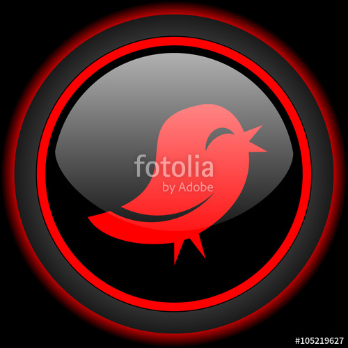 500x500 Twitter Black And Red Glossy Internet Icon On Black Background