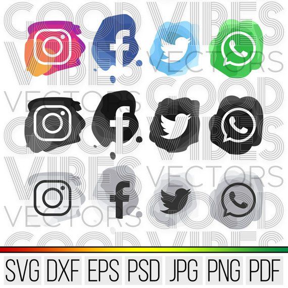 570x570 Social Media Icons Watercolor Social Media Icon Pack