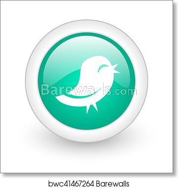 362x382 Twitter Round Glossy Web Icon On White Background, Art Print
