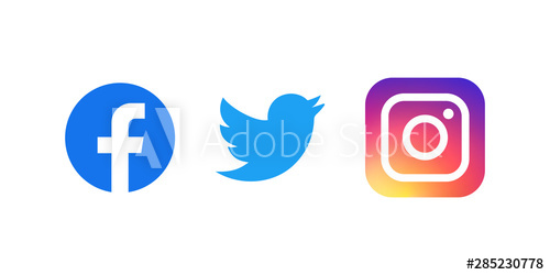 500x250 Set Of Facebook Twitter And Instagram Icons Social Media Icons