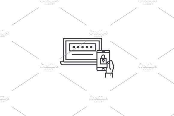 580x387 Two Factor Authentication Vector Line Icon, Sign, Illustration