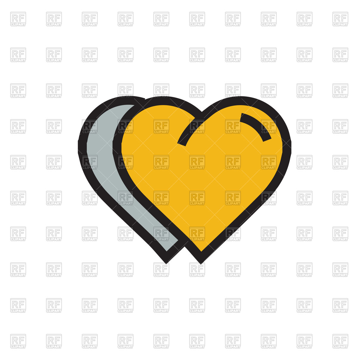 1200x1200 Two Hearts Icon Cartoon Yellow Color Vector Image Of Icons