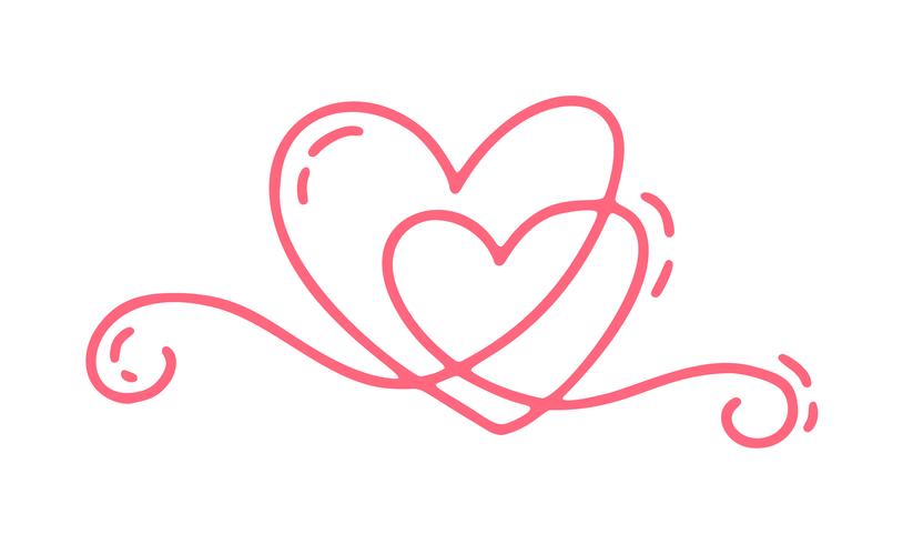 823x490 Couple Monoline Red Vector Valentines Day Hand Drawn Calligraphic