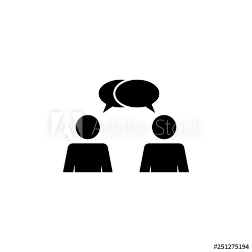 500x500 Two People Talking, Dialogue Icon Simple Glyph, Flat Vector