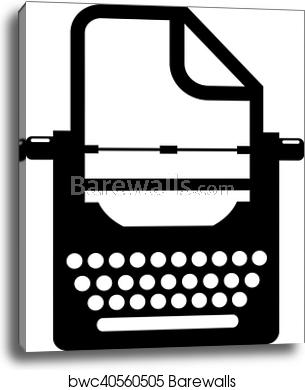 305x390 Old Retro Typewriter Icon, Canvas Print Barewalls Posters