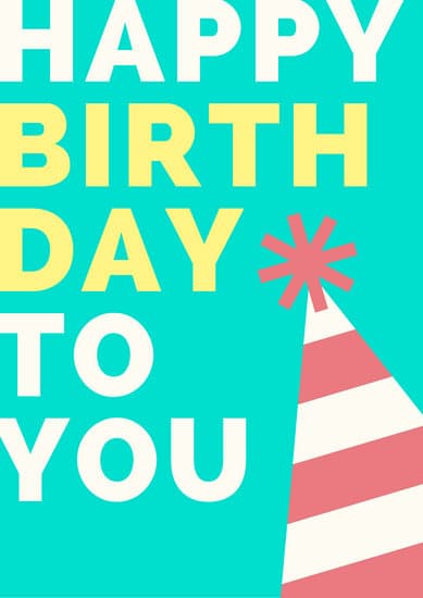 389x550 Blue Yellow Red Typography Icon Happy Birthday Poster