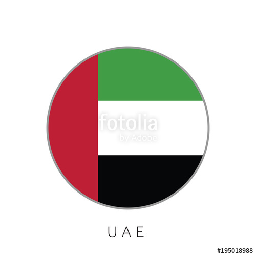 500x500 United Arab Emirates Flag Round Circle Vector Icon Stock Image