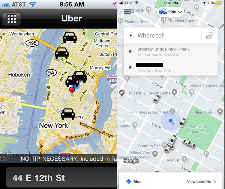 750x632 What The Uber App Looked Like In Versus Today