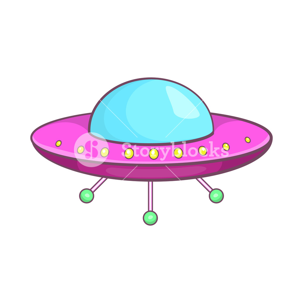 1000x1000 Ufo Icon In Cartoon Style Isolated On White Background