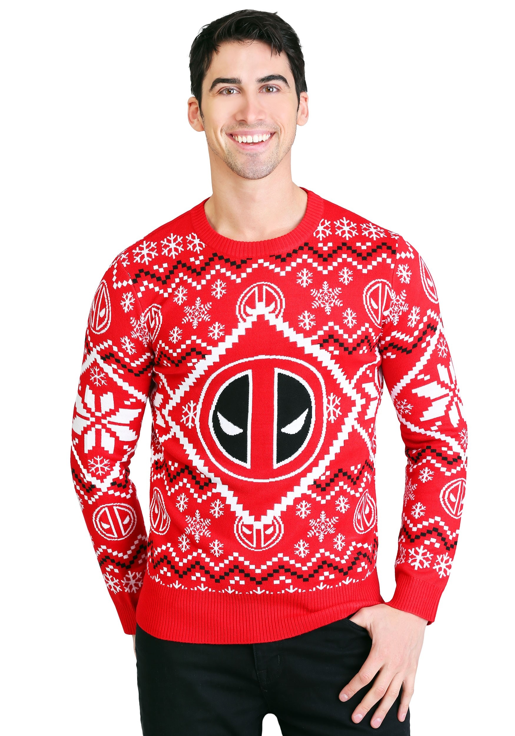 1749x2500 Deadpool Icon Redwhite Intarsia Knit Ugly Christmas Sweater