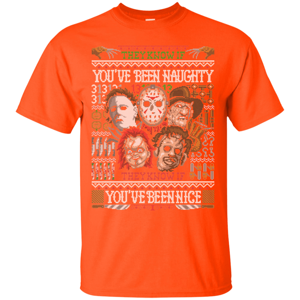 1155x1155 Halloween Horror Icons Ugly Sweater T Shirt Pop Up Tee