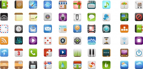 600x289 Digital Ui Icons Collection Colorful Flat Design Free Vector